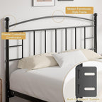 VECELO Metal Queen Size Headboard, Arching Lines Design - 42.91 Inches Tall, Easy to Assembly,Modern Farmhouse Style Steel Headboard Only for Bedroom - Black