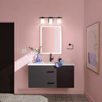 KICHLER Tully 24" 3-Light Vanity Light with Satin Etched Cased Opal Glass in Black for Over a Vanity, Soft Modern Style, (24" x 6.5" x 7"), 45151BK