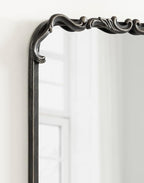 Kate and Laurel Traditional Rounded Rectangle Ornate Mirror; 20 x 27; Black; Ornamental Round Rectangular Classic Framed Wall Mirror for Bathroom Vanity or Fireplace Mantel