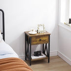 VECELO End Tables, Modern Nightstand with Drawer & Shelf, Night Stand for Bedroom Living Room,Industrial Metal Frame