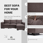 Modern Sectional Sofa for Living Room, Upholstered 3-Seater Modular Couches Linen Fabric L-Shaped Sofa with Ottoman for Home Furniture, Grey