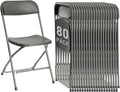 80 Pack Plastic Folding Chairs, Portable Party Chairs, Stackable Commercial Seats with Steel Frame for Home Office Wedding Party Indoor Outdoor Events Chairs, 350lbs Capacity,Gray
