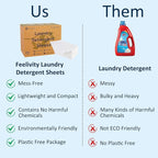 Freelivity Laundry Detergent Sheets, 200 Loads Eco-Friendly Laundry Soap Strips - No Plastic Jug Hypoallergenic Liquid Less Dissolvable Space Saving Sheets for HE machine, travel, home clothes washing
