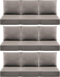 Luxury 6" Outdoor Cushions for Patio Furniture, 24x24x6" Thick Seat Cushion Set of 9, Fade Resistant Couch Chair Replacement Cushions High Density Deep Wicker Chair Cushion w/ Removable Cover Gray