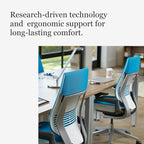 Steelcase Gesture Office Chair - Ergonomic Work Chair with Wheels for Carpet - Comfortable - Intuitive-to-Adjust for Desk - 360-Degree Arms - Blue Jay Fabric