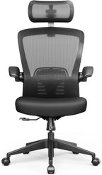 FLEXISPOT OC3-Pro Cloud Ergonomic Office Chair for Big and Tall Black, High Back Office Chair with Flip-up Arm/8-Level Lumbar Support, Foam Seat Cushion, Chairs for Home Office Studying Gaming, Black