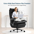 M80A Dual Motor Electric Executive Office Chair with Footrest, Comfortable Reclining Office Chair Wide Seat, Big and Tall Ergonomic Leather Home Office Desk Chair (Black,Multi-Functionality)