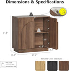 WIN2WIN Fluted Sideboard Buffet Cabinet with Storage, 31.5" Mid Century Modern Accent Cabinet with Double-Layered Arch Door, Small Wood Console Credenza for Dining Living Room Entryway Hallway, Walnut