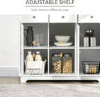 HOMCOM Sideboard with Solid Wood Countertop, Modern Kitchen Storage Cabinet, Coffee Bar Cabinet with 3 Drawers, Doors and Adjustable Shelf, White