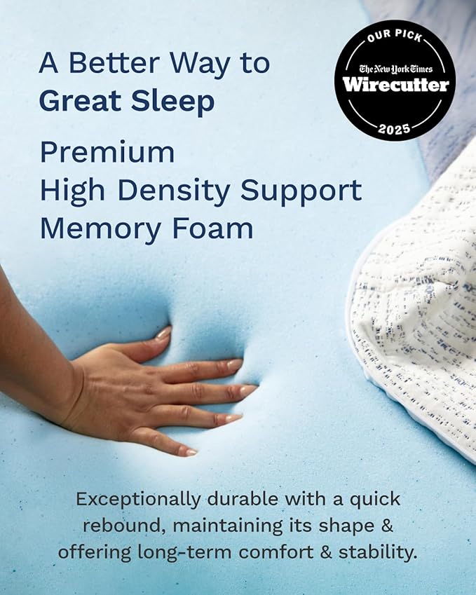 ViscoSoft 2 Inch Memory Foam Mattress Topper King - Select High Density Ventilated Mattress Pad - Premium Removable Rayon Cover
