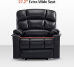 MCombo Oversized Dual Motor Power Lift Recliner Chair Sofa with Massage and Heat for Big Elderly People, Infinite Position, USB Ports, Faux Leather R7677 (Black, Medium-Oversize)