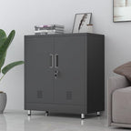 Metal Storage Cabinet with Locking Doors and Adjustable Shelf, Small Lockable Sideboard Buffet Cabinet for Home Office Hallway Entryway Living Dining Room (Black)