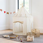 3 Sprouts Kids Play Tent - Sustainable Recycled Fabric – Fun Spacious Childs Playhouse for Indoor Games for Boys & Girls - Durable Fort Pop Up House for Toddlers & Children Age 3-10 - Beige
