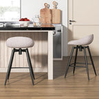 COSTWAY Bar Stools Set of 4, 25" Upholstered Counter Height 360° Swivel Bar Stools w/Backrest & Footrest, Heavy-Duty Metal Frame Armless Breakfast Chairs for Kitchen, Living Room (Set of 4,Grey)