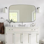 ANDY STAR Brushed Nickel Bathroom Mirror, 32x48 Oblong Mirror with Stainless Steel Metal Frame, Silver Oval Vanity Mirror for Over Sink, Modern Anti Rust Wall Mounted