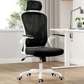 Farini Ergonomic Office Chair, Home Office Desk Chair with Headrest, High Back Computer Chair with Armrests and Adjustable Lumbar Support for Home Office Study Room, White & Black