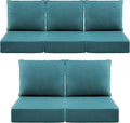 Luxury 6" Outdoor Cushions for Patio Furniture, 24x24x6" Thick Seat Cushion Set of 5, Fade Resistant Couch Chair Replacement Cushions High Density Deep Wicker Chair Cushion w/ Removable Cover, Green