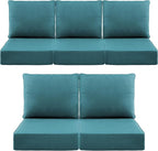 Luxury 6" Outdoor Cushions for Patio Furniture, 24x24x6" Thick Seat Cushion Set of 5, Fade Resistant Couch Chair Replacement Cushions High Density Deep Wicker Chair Cushion w/ Removable Cover, Green