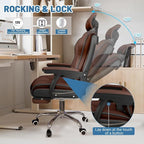 Executive Computer Chair Home Office Desk Chair,Adjustable Angle, Ergonomic Adjustable Height PU Leather Chairs with Cushions Armrest for Long Time Seating-High Office Chair with Footrest