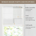 Madison Park Kyler Cordless Roman Shades - Single Panel, Lightweight Linen Blend Fabric, Natural Design, Easy Installation, Light Filtering Window Blind, Bedroom, Living Room Decor 27"W x 64"H White