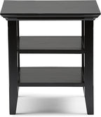 SIMPLIHOME Acadian SOLID WOOD 19 inch Wide Square Transitional End Table in Black for the Living Room and Bedroom