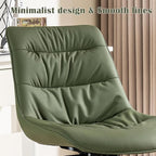 Kidol & Shellder Faux Leather Office Chair, Adjustable Swivel Height Task Chair, Rolling Wheels & Soft Backrest - Armless Ergonomic Desk Chair for Home, Office,Vanity,Gaming（Bean-Green）