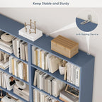 FOTOSOK 70.8" Tall Bookcase Shelf, 6 Tier Wide Bookshelf with Storage, Billy Bookcase Set of 2, Large Bookshelf for Living Room, Home Office,Blue