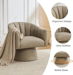 Swivel Accent Chair Set of 2,Faux Leather 360°Swivel Barrel Chair Upholstered Modern Living Room Chair, Overstuffed Reading Armchair for Bedroom,Vanity,Office-Dark Apricot