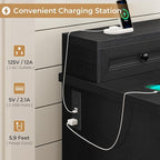 BTHFST 59.1" Executive Desk with File Drawer, Home Office Desk with Charging Station & LED Lights, Computer Desk with Drawers & Storage Cabinet, Executive Office Desk with Monitor Stand, Black
