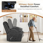 ANJ Black Power Lift Recliner Chair with Massage and Heat, PU Leather Overstuffed Electric Lift Chair for Elderly, Oversized Single Sofa Recliner with Side Pockets, Remote Control
