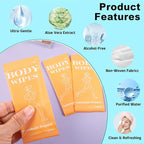 200 Pack Body Wipes Individually Wrapped, Shower Wipes For Adults, No Rinse Bath Wipe Bulk, Cleansing Wipe Travel Size for Travel, Gym, Camping, Outdoors Sports (Orange)
