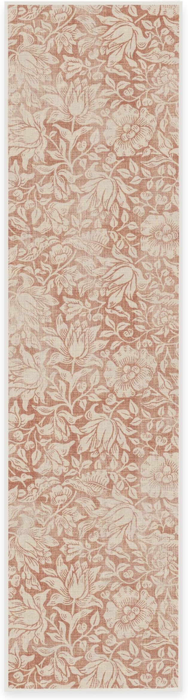 RUGGABLE x Morris & Co Washable Runner Rug – Mallow Rust Red 2.5x10, Stain-Resistant, Non-Slip Hallway Runner – Machine Washable Rug for Hallway, Entryway, Living Room & Kitchen–with Cushioned Pad