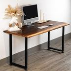 Solid Walnut Wood Computer Desk – Live Edge Wooden Home Office Desk with Sturdy Metal Legs – Handmade Real Wood Table for Work, Study, or Gaming - 60” x 27”