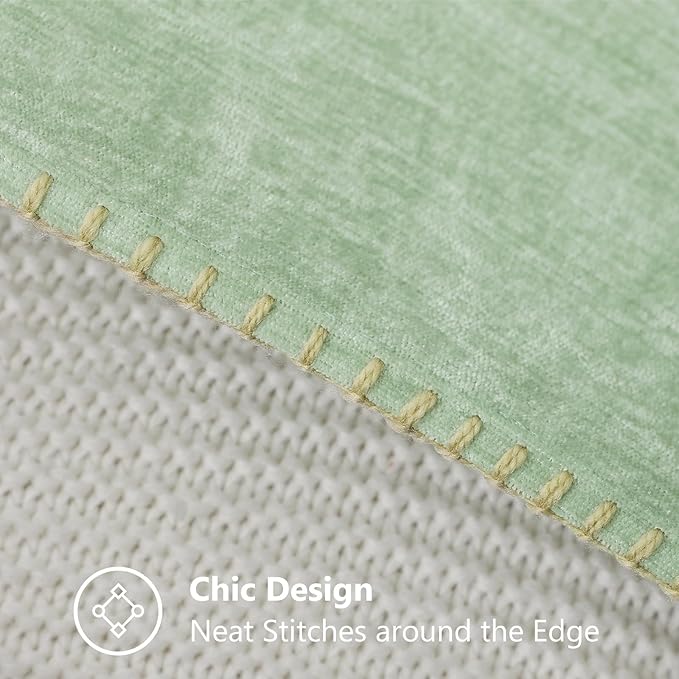 decorUhome Christmas Chenille Soft Throw Pillow Covers 20x20 Set of 2, Farmhouse Velvet Neutral Decorative Euro Pillow Covers with Stitched Edge for Couch Sofa Bed Home Decor, Sage Green