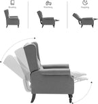 Mid Century Wingback Recliner Chair for Adults, Modern Linen Fabric Push Back Recliner Chairs with Button Tufted Upholstered Back & Footrest, Manual Recliner Chais for Living Room, Nursery, Gray