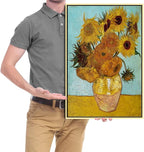 Wieco Art Framed Canvas Wall Art Size L Sunflower by Vincent Van Gogh Oil Paintings Reproduction Abstract Wall Decorations for Living Room Golden Frame Home Decorations