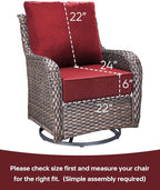 Luxury 22x24/22x25 6-Inch Outdoor Cushions - Water Resistant 1 Set Zippered Patio Chair Back&Seat Cushion for Wicker Dining Rocking Swivel Chairs Loveseat Couch Sectional Sofa - Red
