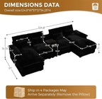 HYJT-H&K 124" U Shaped Cloud Couch Sectional, Comfy Fluffy Plush Corduroy Dark Black Sectional Couches for Living Room, Modern Modular Corduroy Couch Sectionals with Central Console & Double Chaise
