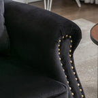 Accent Reading Arm Chairs Midcentury Modern Comfy Corner Sofa Chair, Wingback Waiting Room Club Chair with Tufted Back for Living Room/Bedroom/Reception Room, Velvet Black
