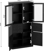 IRONCK Bookcase with Doors, Bookcases and Bookshelves with Drawers, 5 Tier Book Shelf with Acrylic Doors, Display Shelf for Living Room, Home Office, Study, Black