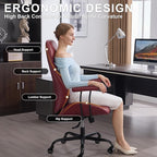 Home Office Desk Chair, Ergonomic High Back Leather Computer Chair with Lumbar Support, Adjustable Height & Recline, Swivel Executive Office Chair with Armrests and Rubber Casters, Red