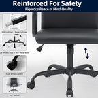 Office Chair, Ergonomic Adjustable Desk Chair, Mid Back Executive Comfortable Leather Lumbar Support Home Computer Chair with Padded Seat Swivel Wheels