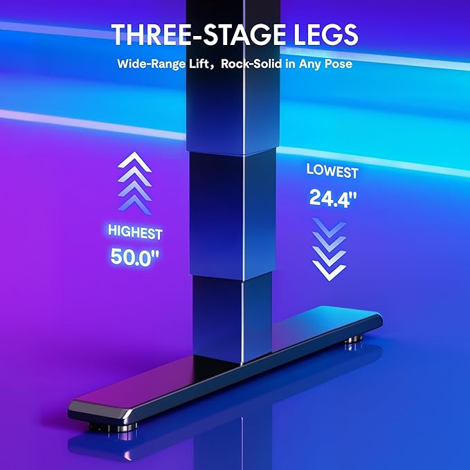 FLEXISPOT CyberX 71 Inch RGB LED Electric Gaming Standing Desk, Dual Motor 3-Stage Adjustable Desk up to 352 lbs, Large Ergonomic Computer Workstation for Gamers, Streamers & Home Studios (Black)