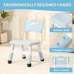 Toddler Table and 2 Chairs, Height-Adjustable Kids Table and Chairs Set, 31.5''L x 23.6''W Children Activity for Boys and Girls Aged 3-8