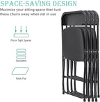 80 Pack Plastic Black Folding Chairs, Portable Stackable Commercial Party Folding Chairs with Steel Frame 350lbs for Home Office Outdoor Indoor Office Wedding Party Event
