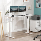 One-Piece Electric Standing Desk, 48 x 24 Inch Adjustable Height Sit to Stand Up Desk for Home Office, Work & Study, White Frame & White Desktop (2 Packages)