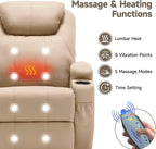 Recliner Chair, Rocking Chair with Massage and Heat, 360° Swivel Recliner Chairs for Adults, Rocker Manual Recliner with Remote Control and Cup Holder for Living Room, Bedroom, Nursery