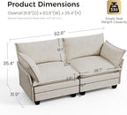 KKL Modular Sectional Sofa, Loveseat 2 Seater Cloud Couch, Chenille Modern Sectional Couches for Living Room, Apartment Beige