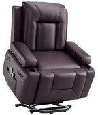 GarveeHome Oversized Electric Lift Recliner Chair - Heat and Massage, PU Leather Power Lift Recliner for Elderly & Mobility Impaired, Adjustable Back and Legs, Heavy Duty Lift Chair for Seniors
