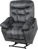 EONIX Large Lay Flat Power Lift Recliner Chair for Elderly with Heat and Massage, 400lbs Dual Motor Electirc Lift Chair with Extended Footrest, SLRY007062, Black